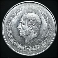 1952 72% SILVER MEXICAN CINCO PESOS COIN