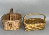 2 miniature handled baskets ca. late 19th-early