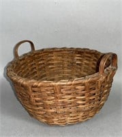 Fine hickory splint miniature round basket ca.