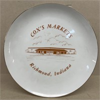 COX'S markets Richmond Indiana plate