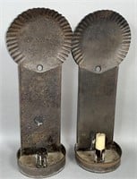 Pair of shell top tin wall sconces ca. 18th-19th