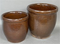 2 PA redware jelly jars ca. 1880; slightly