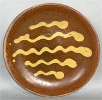 PA slipware plate ca. 1880; single quill cup of