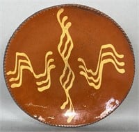 PA slipware plate ca. 1860; fine PA slipware