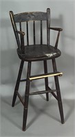 High chair ca. 1820; thumb back stiles splat over