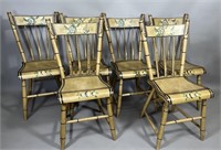 Set of 6 decorated chairs ca. 1860; six plank