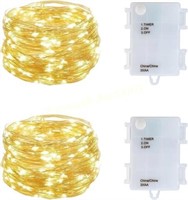 2 Pack LED String Lights  50 LEDs  18Ft (Warm)