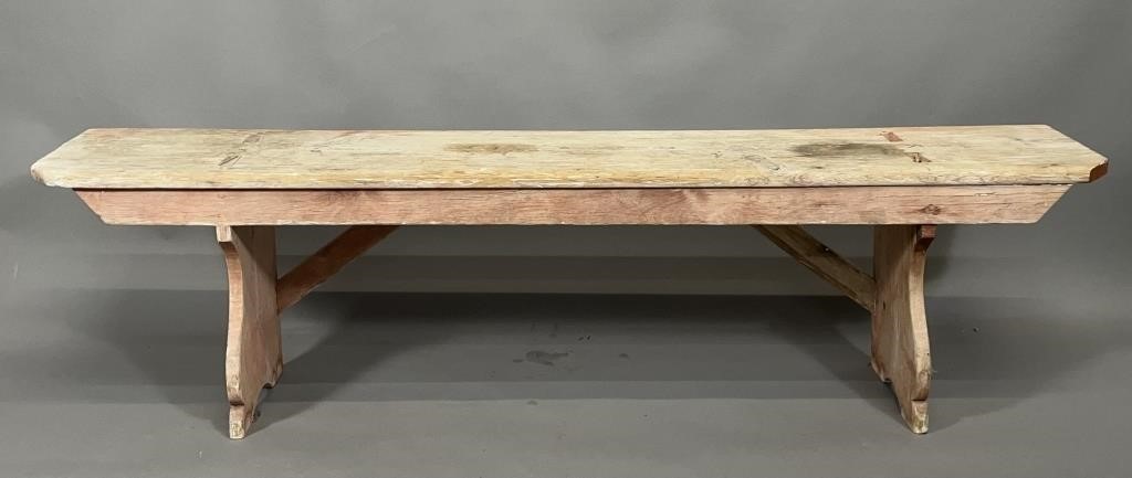 Porch bench ca. 1850; rectangular top with cut