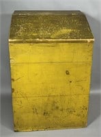 Wood bin ca. 1830; in pine with mustard paint,