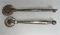 2 hand forged pie crimpers ca. 18th-early 19th
