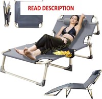 4-Fold Patio Chaise Lounge Chair with Pillow