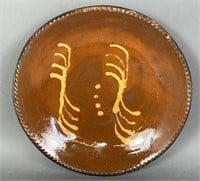 PA slipware plate ca. 1865; PA slipware plate