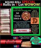 THIS AUCTION ONLY! BU Shotgun Lincoln 1c roll, 196