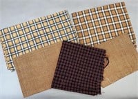 5 assorted check woven textiles ca. 19th-20th