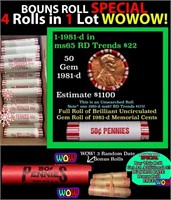 THIS AUCTION ONLY! BU Shotgun Lincoln 1c roll, 198