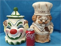 2 Cookie Jars Clown Cookie Jar and Cookie Chef