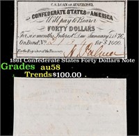 1861 Confederate States Forty Dollars Note Grades