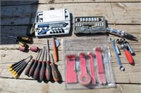 Socket Set, Screwdrivers, Wrenches, Pry Bar Tools
