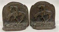 Vintage "End of the Trail" Cast Brass Bookends