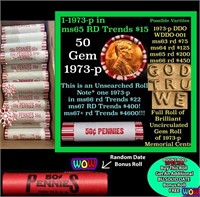 THIS AUCTION ONLY! BU Shotgun Lincoln 1c roll, 197