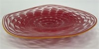 Red Swirl Art Glass Center Bowl