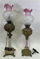 Brass and Marble Piano Banquet Lamps