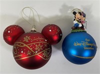 2 Disney World Glass Christmas Ornaments