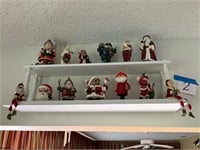 Lot of 13 Small Christmas Figurines w/ Shelf