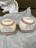 X2 American League Bobby Brown Signed Baseballs