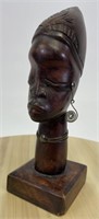 1972 Hatian Carved Wooden Bust of Woman