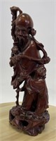 Early 20th C. Chinese Wood Carving of Shou Lao 12"