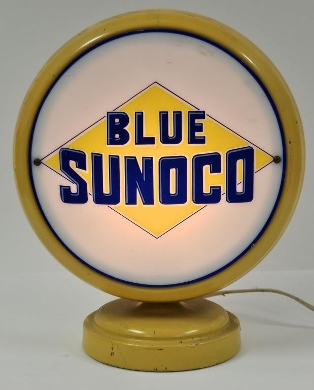 Blue Sunoco 8" Lighted Gas Globe