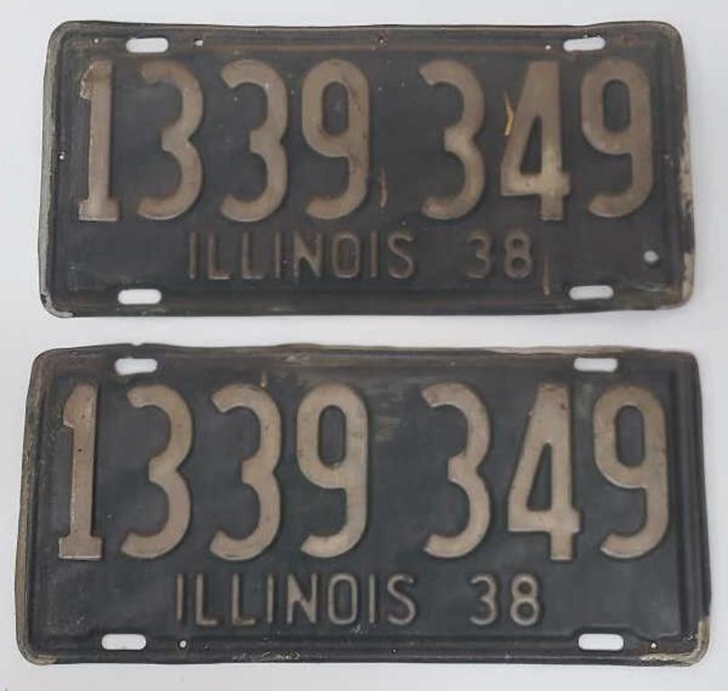 1938 Matching State of Illinois License Plates