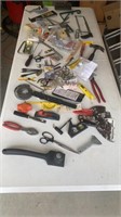 Tool Lot and Hardware with hammers, saws & more