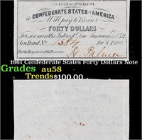 1861 Confederate States Forty Dollars Note Grades