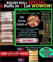 THIS AUCTION ONLY! BU Shotgun Lincoln 1c roll, 199