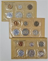 3 U.S. Silver Proof Coin Sets 1961-63