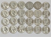 24 Washington 1964 Silver Quarters Most Unc