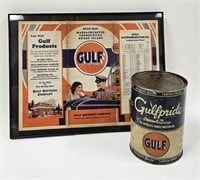 NOS Gulfpride Motor Oil 1qt. Can & 1932 Map