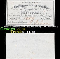 1861 Confederate States Forty Dollars Note Grades