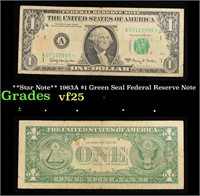 **Star Note** 1963A $1 Green Seal Federal Reserve