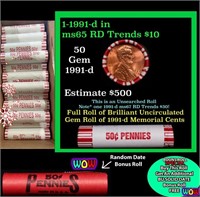 THIS AUCTION ONLY! BU Shotgun Lincoln 1c roll, 199