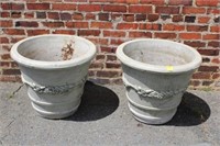 A pair of Concrete Planters (has hairline cracks)