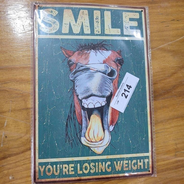 METAL SIGN 8"X12"   HORSE SMILE