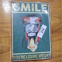 METAL SIGN 8"X12"   HORSE SMILE