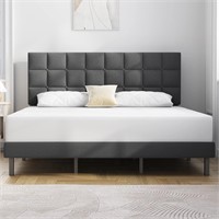 Upholstered Bed Frame  Dark Gray King