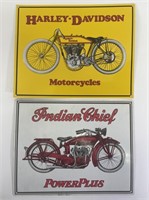 Harley-Davidson & Indian Chief Metal Signs