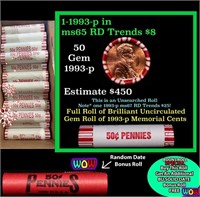 THIS AUCTION ONLY! BU Shotgun Lincoln 1c roll, 199