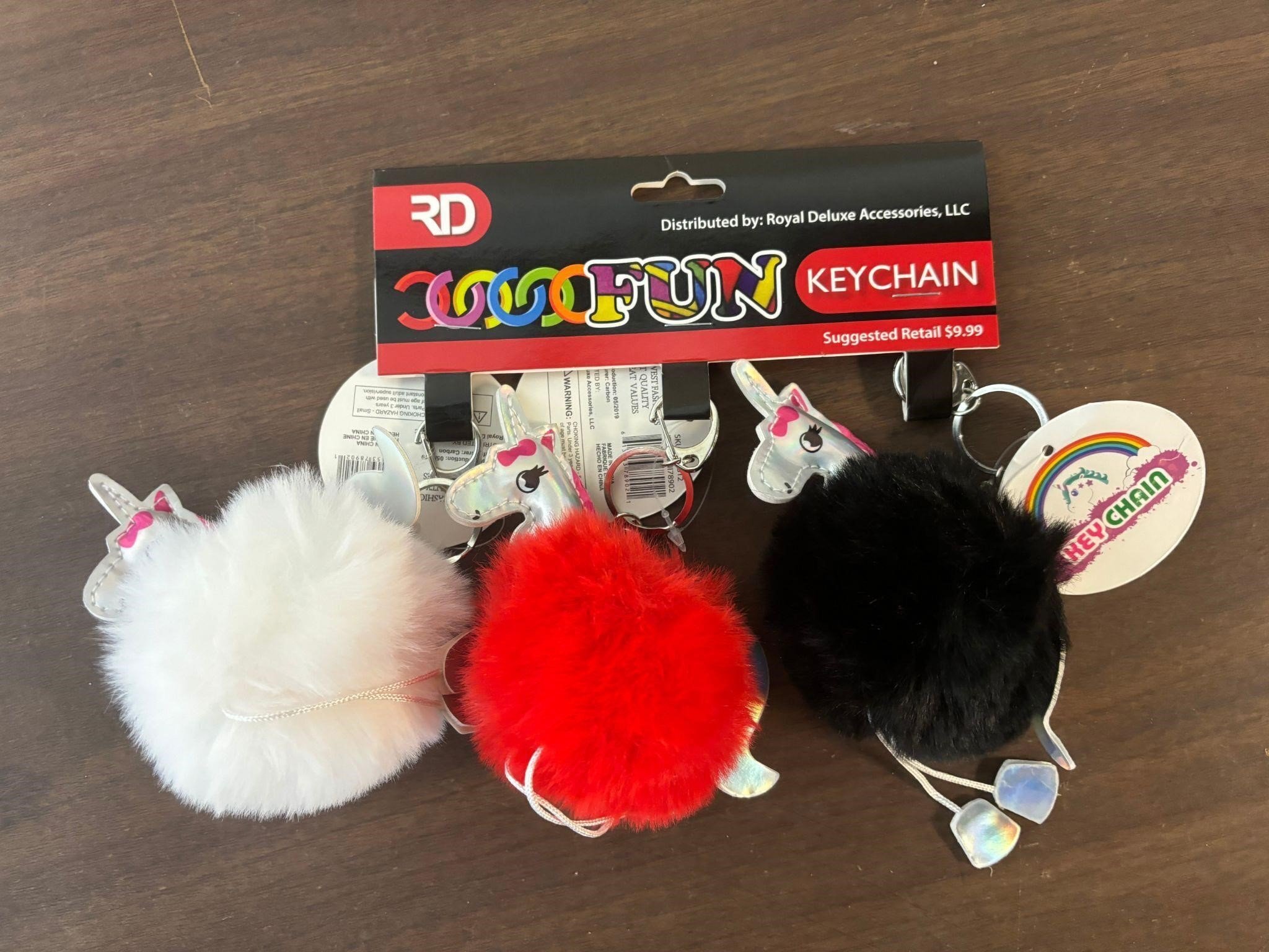 Royal Deluxe Unicorn Pom Keychain (3 pack)