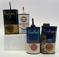 Vintage Gulf Brand Oils and Insect Killer Cans